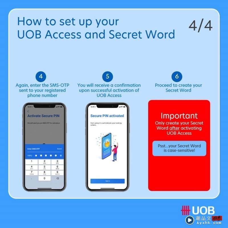 Tips I 顺利注册UOB TMRW App后！教你如何设置UOB Access和Secret Word！ 更多热点 图6张
